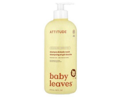 ATTITUDE, Baby Leaves™, Shampoo & Body Wash, Pear Nectar, 16 fl oz (473 ml)