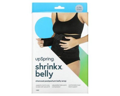UpSpring, Shrinkx Belly, Charcoal Postpartum Belly Wrap, Size L/XL, Black, 1 Count