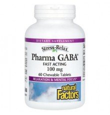 Natural Factors, Stress-Relax, Pharma GABA, 100 mg, 60 Chewable Tablets