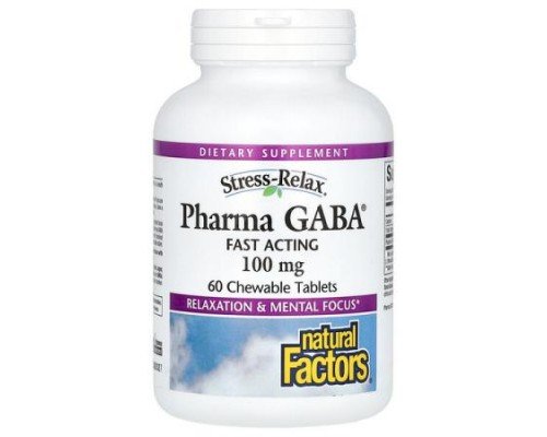 Natural Factors, Stress-Relax, Pharma GABA, 100 mg, 60 Chewable Tablets