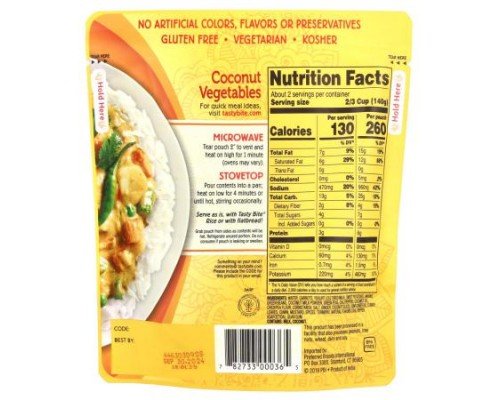Tasty Bite, Indian Coconut Vegetables, Hot & Spicy, 10 oz (285 g)
