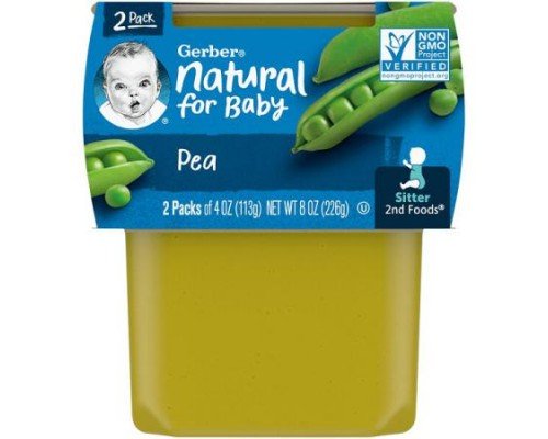 Gerber, Natural for Baby, 2nd Foods®, Pea, 2 Pack, 4 oz (113 g) Each