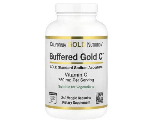 California Gold Nutrition, Buffered Gold C™, GOLD Standard Sodium Ascorbate (Vitamin C), 240 Veggie Capsules
