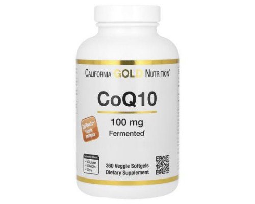 California Gold Nutrition, CoQ10, Ubiquinone USP, Tapioca Veggie Softgel with Sunflower Lecithin, 100 mg, 360 Veggie Softgels