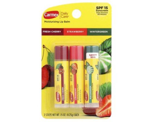 Carmex, Daily Care®, Moisturizing Lip Balm, Variety, SPF 15, 3 Pack, 0.15 oz (4.25 g) Each
