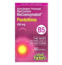 Natural Factors, BioCoenzymated, B5, Pantethine, 450 mg, 60 Softgels