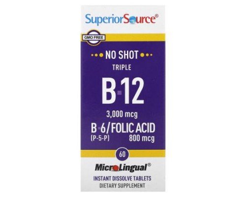 Superior Source, Triple B-12, B-6, Folic Acid, 60 MicroLingual Instant Dissolve Tablets