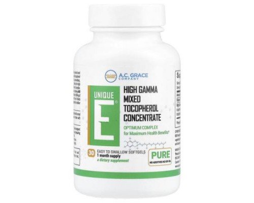 A.C. Grace Company, Unique E®, High Gamma Mixed Tocopherol Concentrate, 30 Softgels