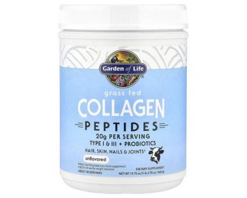Garden of Life, Grass Fed Collagen Peptides, Unflavored, 19.75 oz (560 g)