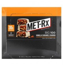 MET-Rx, Big 100, Meal Replacement Bar, Vanilla Caramel Churro, 9 Bars, 3.52 oz (100 g) Each