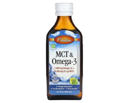 Carlson, MCT & Omega-3, Natural Lemon Lime,  6.7 fl oz (200 ml)