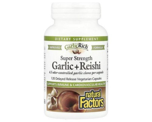 Natural Factors, GarlicRich®, Super Strength Garlic + Reishi, 120 Delayed Release Vegetarian Capsules