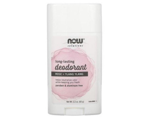 NOW Foods, Long Lasting Deodorant, Rose + Ylang Ylang, 2.2 oz (62 g)