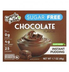 Natural Simply Delish, Plant-Based Instant Pudding, Chocolate, Sugar Free, 1.7 oz (48 g)