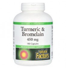 Natural Factors, Turmeric & Bromelain, 450 mg, 180 Capsules