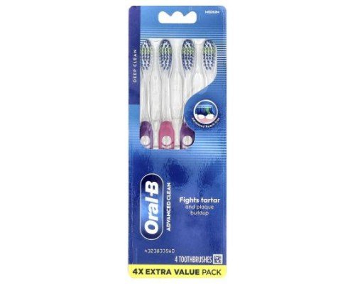Oral-B, Advanced Clean Toothbrush, Medium, 4 Pack