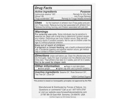 Forces of Nature, Athlete's Foot, Organic Plant Medicine, 0.14 fl oz (4 ml)