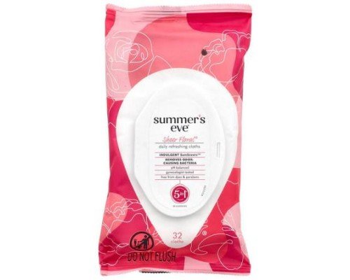 Summer's Eve, 5 in 1 Daily Refreshing Cloths, Sheer Floral®, 32 Cloths