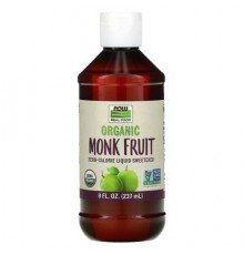 NOW Foods, Real Food, Organic Monk Fruit, Zero-Calorie Liquid Sweetener, 8 fl oz (237 ml)
