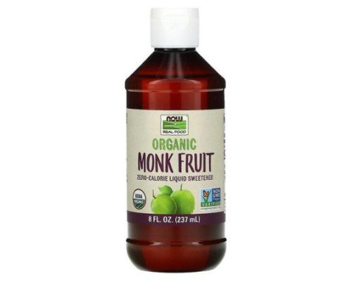 NOW Foods, Real Food, Organic Monk Fruit, Zero-Calorie Liquid Sweetener, 8 fl oz (237 ml)