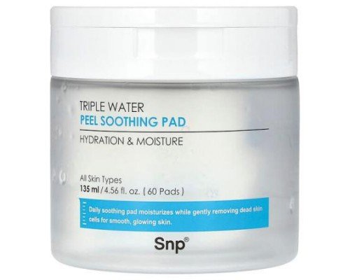 SNP, Triple Water Peel Soothing Pad, 60 Pads, 4.56 fl oz (135 ml)