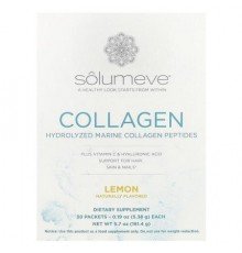 Solumeve, Marine Collagen Peptides Plus Vitamin C and Hyaluronic Acid, Lemon, 30 Packets, 0.19 oz (5.38 g) Each