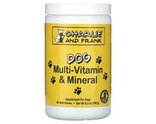 Charlie and Frank, Dog Multi-Vitamin & Mineral, Supports Fresh Breath, 60 Soft Chews,  6.3 oz (180 g)