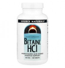 Source Naturals, Betaine HCl, 650 mg, 180 Tablets
