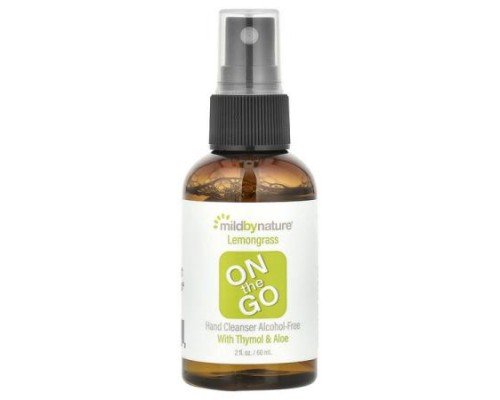 Mild By Nature, On-The-Go Hand Cleanser, Alcohol-Free, Lemongrass, 2 fl oz (60 ml) (Discontinued Item)
