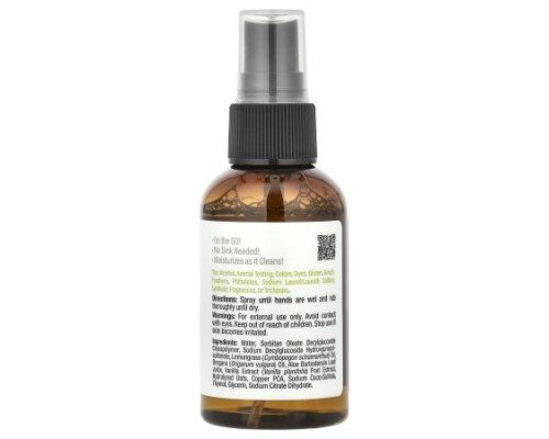 Mild By Nature, On-The-Go Hand Cleanser, Alcohol-Free, Lemongrass, 2 fl oz (60 ml) (Discontinued Item)