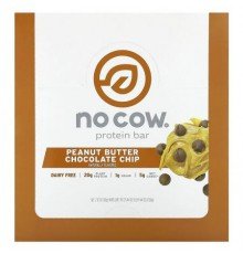 No Cow, Protein Bar, Peanut Butter Chocolate Chip, 12 Bars, 2.12 oz (60 g) Each
