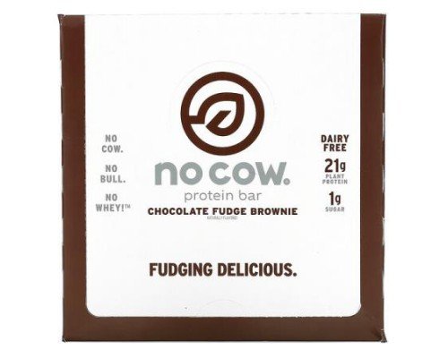 No Cow, Protein Bar, Chocolate Fudge Brownie, 12 Bars, 2.12 oz (60 g) Each