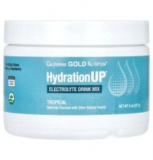California Gold Nutrition, Beverages, HydrationUP®, Electrolyte Mix with Vitamin D, Calcium, Iron and Potassium, Tropical, 8 oz (227 g)