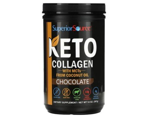 Superior Source, Keto Collagen Powder with MCTs, Chocolate, 14 oz (397 g)