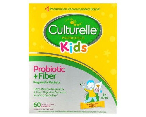 Culturelle, Kids, Probiotic + Fiber, 1+ Years, Unflavored, 60 Single Serve Packets