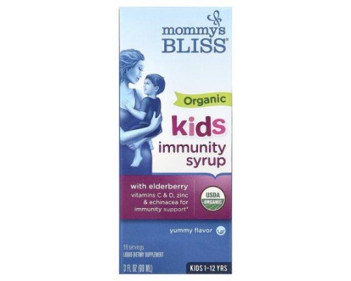 Mommy's Bliss, Kids Organic Immunity Syrup, Kids 1-12 Yrs, 3 fl oz (90 ml)