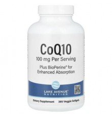 Lake Avenue Nutrition, CoQ10 Plus BioPerine®?, 100 mg, 365 Veggie Softgels (Discontinued Item)