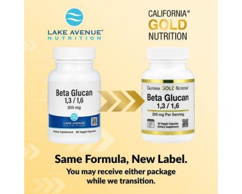 California Gold Nutrition, Beta Glucan 1-3, 1-6, 200 mg, 60 Veggie Capsules