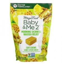 MegaFood, Baby & Me2, Morning Sickness Nausea Relief, Honey Lemon Ginger, 30 Individually Wrapped Soft Chews