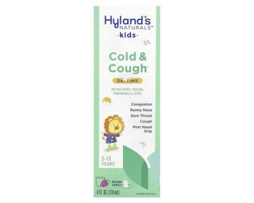Hyland's Naturals, Kids, Cold & Cough, Daytime, Ages 2-12, Natural Grape, 4 fl oz (118 ml)